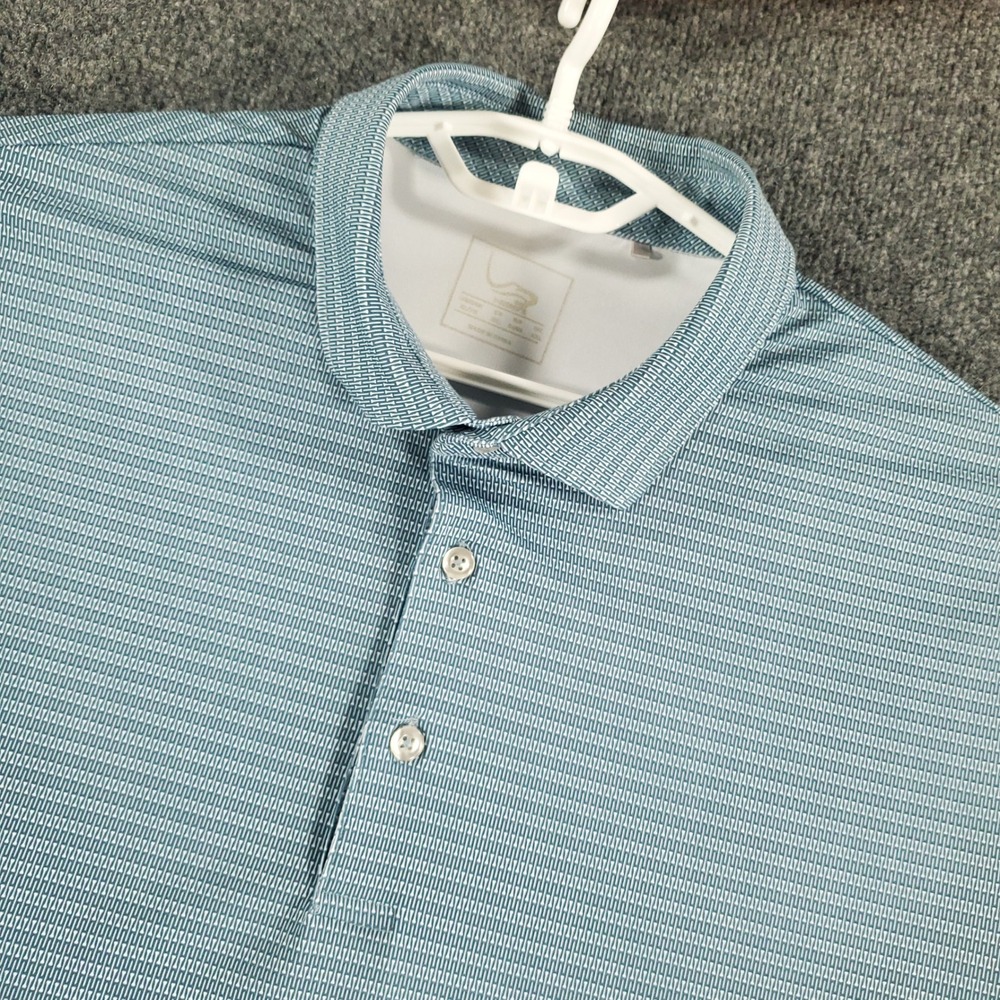 EAGEGOF Polo Shirt Mens XL Short Sleeve Teal Geometric Print Stretch Performance